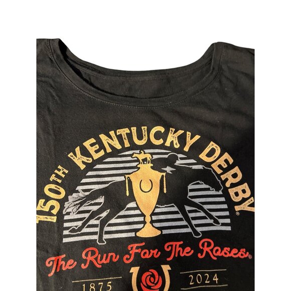 150th Kentucky Derby 2024 Black Graphic T Shirt Gildan Run For Roses Tee Sz L - Picture 3 of 4